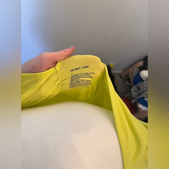 Helmut Lang Ruched Long Sleeve Neon Yellow Small - Picture 3 of 3